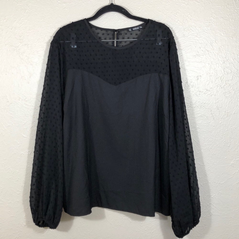 Shein Long Sleeve Semi Sheer Top | XL